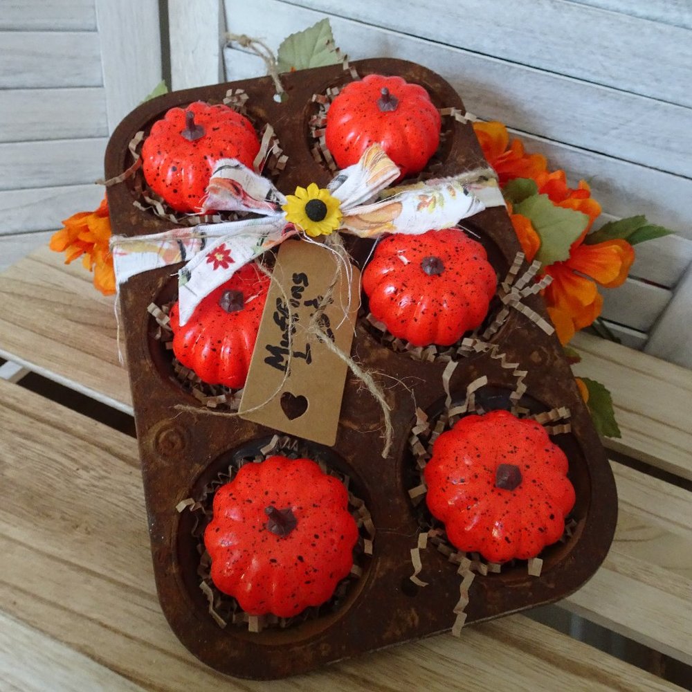 Primitive Fake Pumpkin Muffins - Handmade Farmhouse